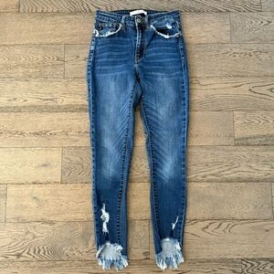 KanCan Distressed Frayed Hem Ankle Skinny Jeans